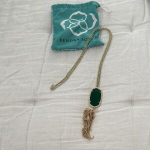 Kendra Scott Gold Necklace with Green Pendant